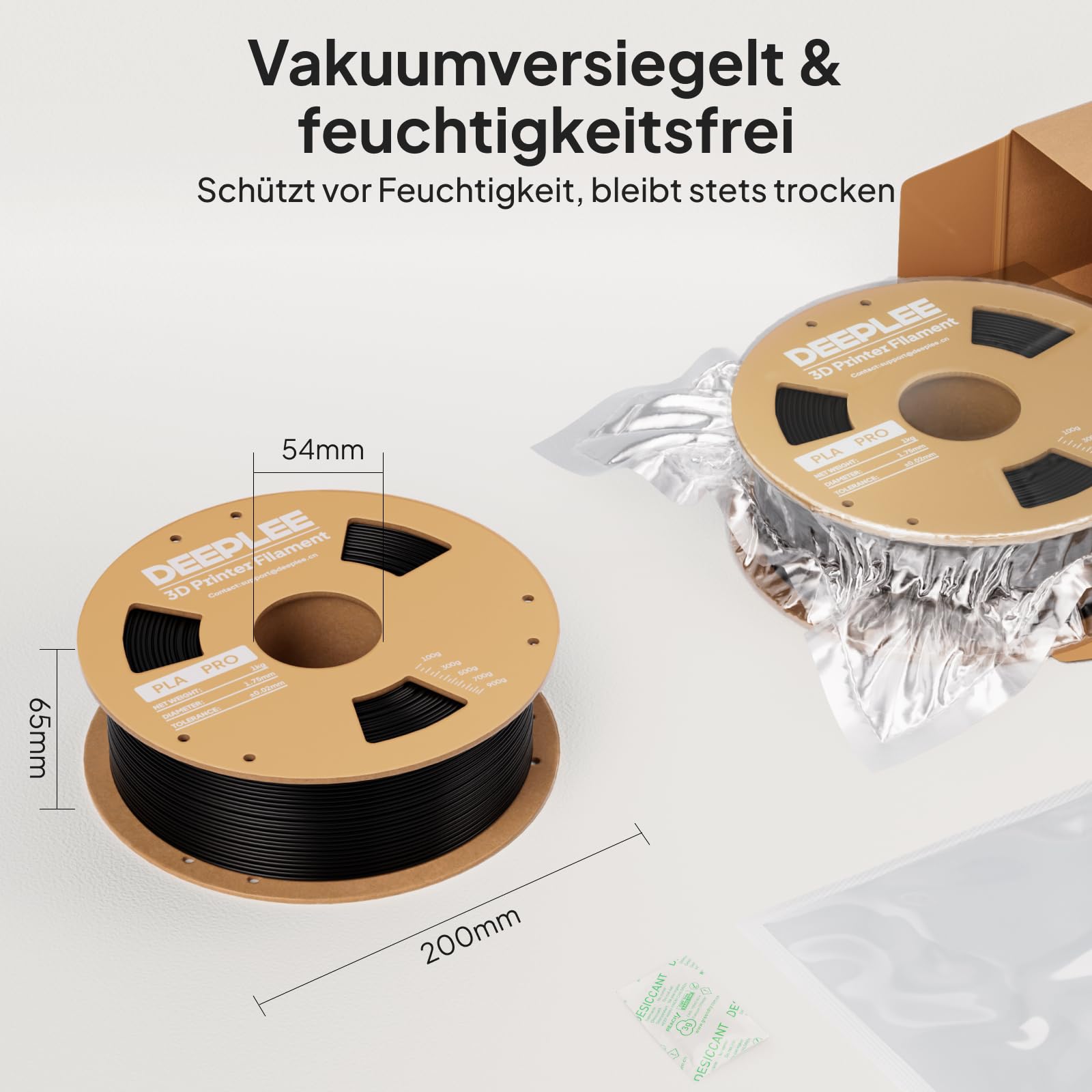 DEEPLEE PLA PRO Filament 4 kg czerwony/żółty/ciemnoniebieski/zielony | Szpula kartonowa, gładka powierzchnia, czyste owinięcie, filament do drukarki 3D 1,75 mm, dokładność wymiarowa +/- 0,02 mm