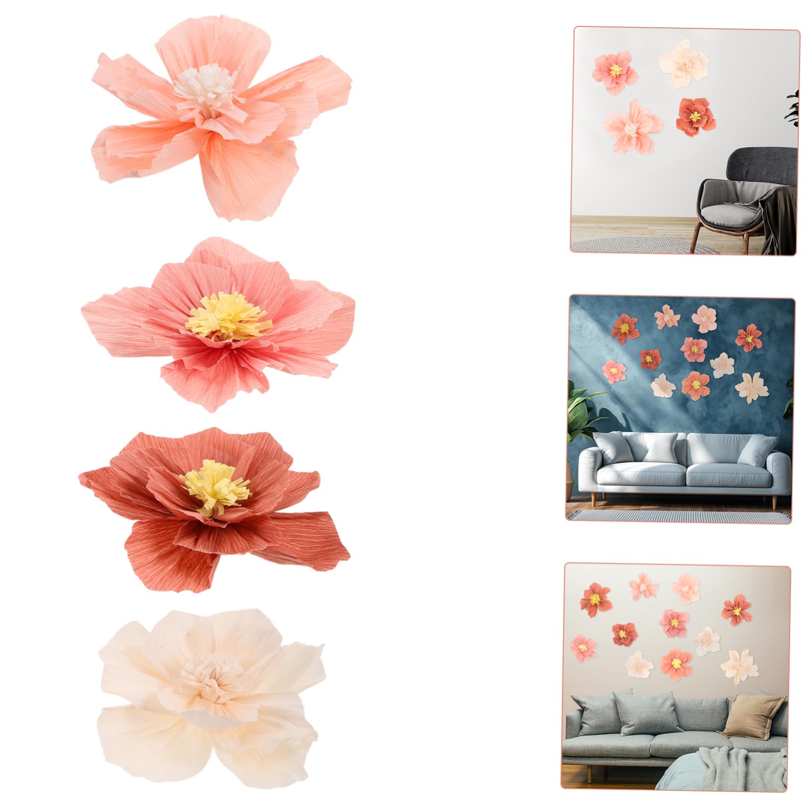 Lurrose Kit de Fleurs en Papier Crépon 24 Pièces, Fleurs Artificielles 3D