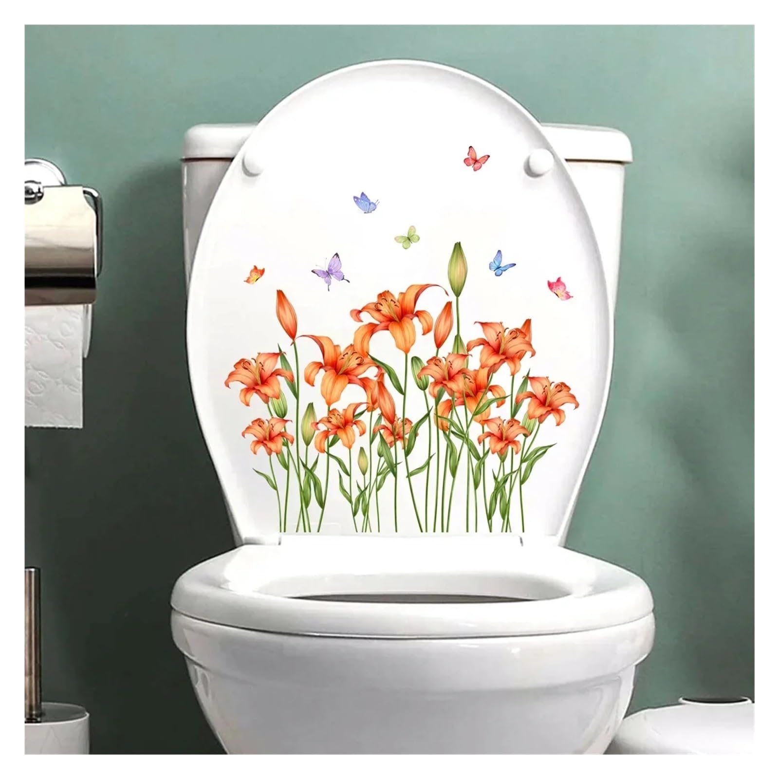 Palm Leaf Wall Decals Plant Leaves Wall Sticker Toilet WC Self Adhesive Mural Beautify Flower Home Decoration Decals(Colour A(30x25cm))