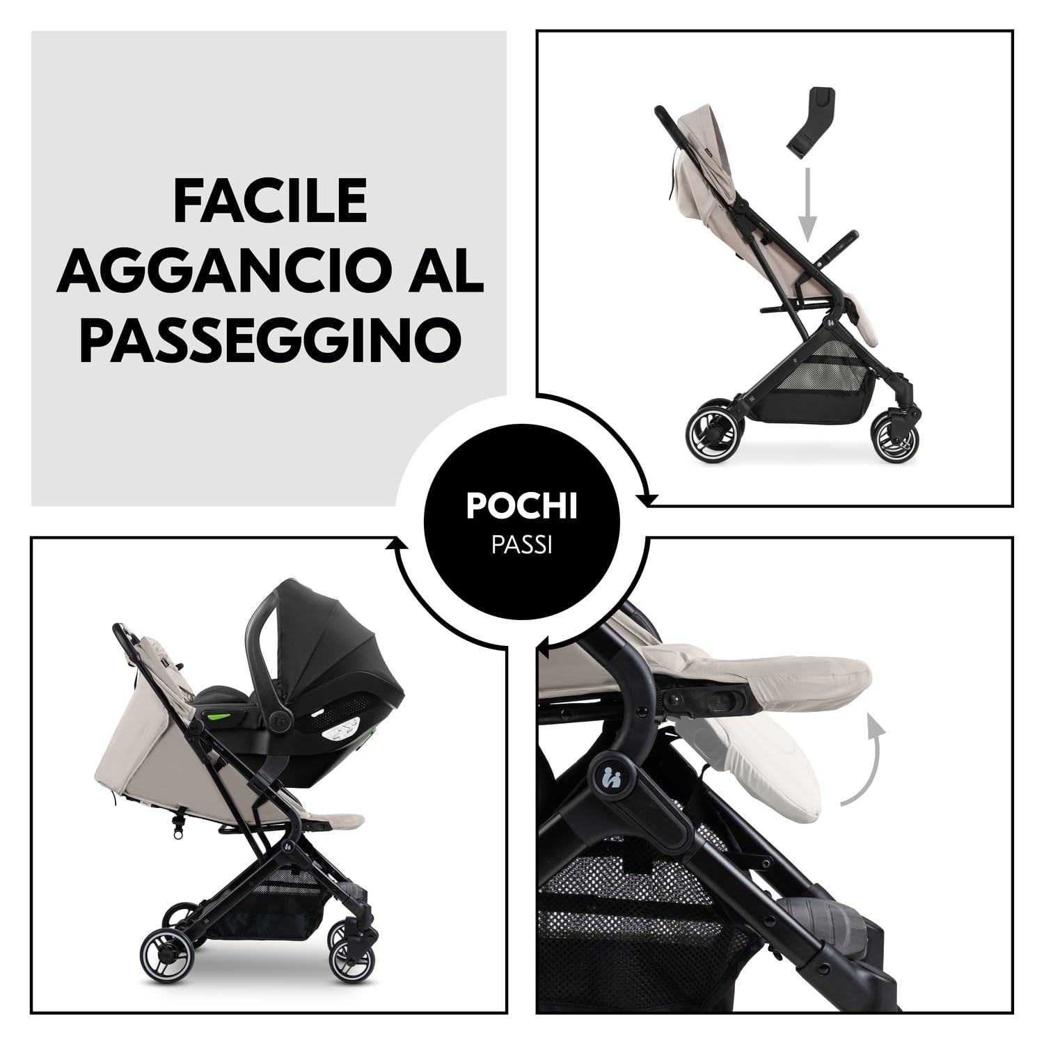 hauck Adattatore per Ovetto, Nero - Compatibile solo con Passeggino Travel N Care e Plus - Adatto a Seggiolino Auto Drive N Care e Diversi Modelli di Cybex, Joie, Kinderkraft, Maxi Cosi