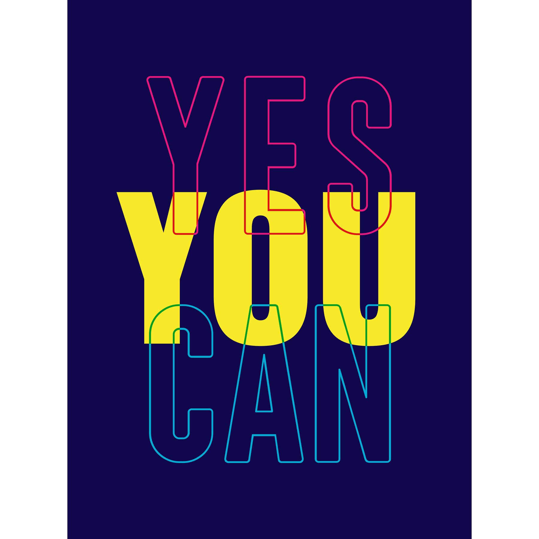 Wee Blue Coo Positivity Yes You Can Typography Large Art Print Poster Wall Decor 18x24 inch