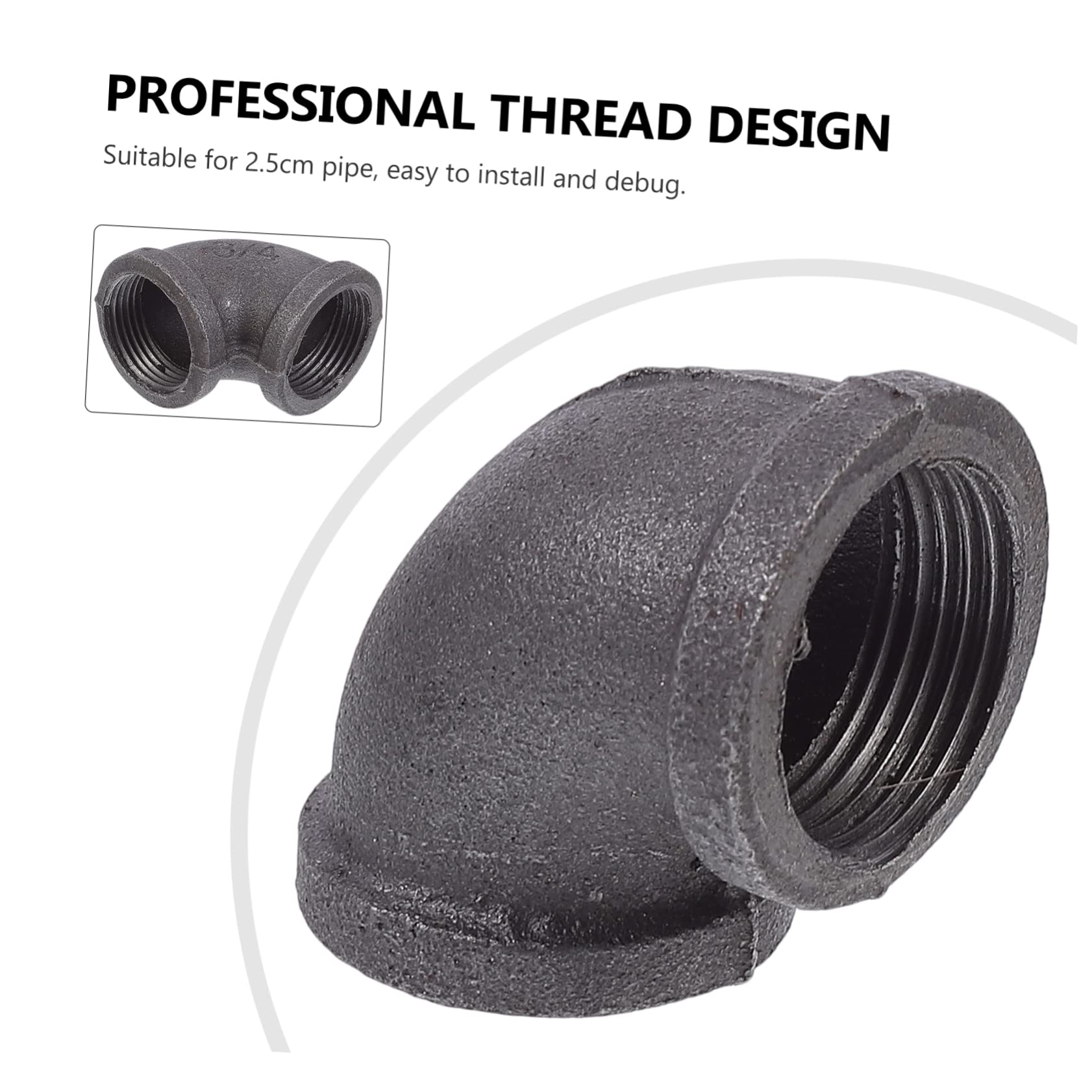 ARTIBETTER 6 Pack Elbow Cast Iron Pipe Joints 3/4 Bend Tube Fittings Easy Install Connector Supply for Industry Water Hose Accessory