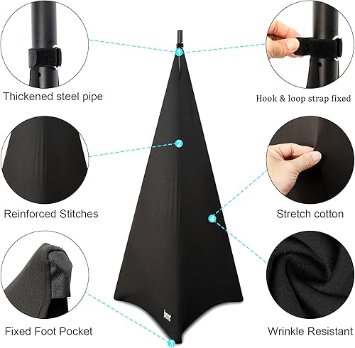 Miniatura 10 de AKOZLIN Funda de soporte para altavoz con trípode de 360 grados, falda Skrim estirable de tela de licra con bolsa de almacenamiento gratis, paquete