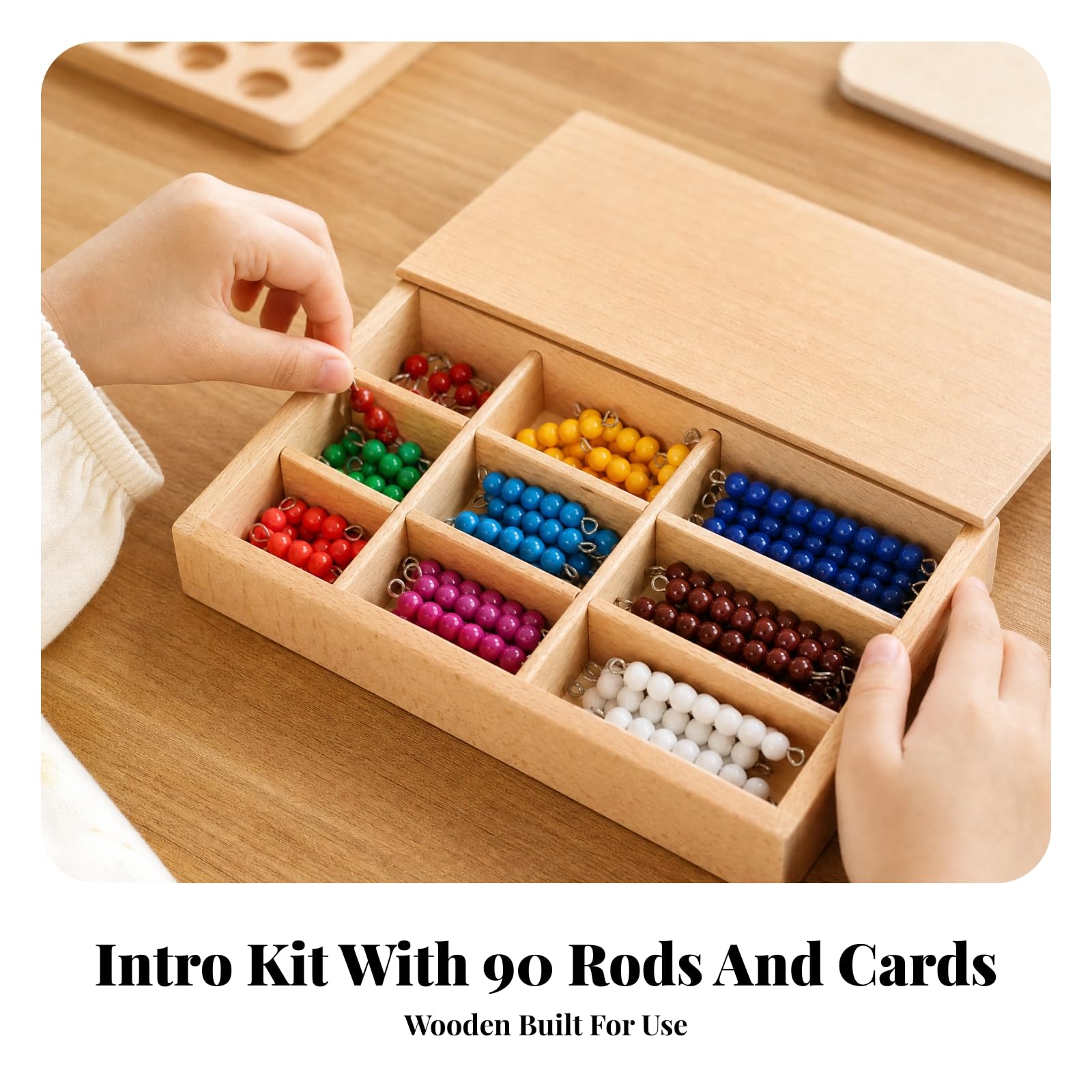 90 Pièces Barre Perles Mathématiques Pédagogique Préscolaire Kit Mathématiques Cartes Chiffres Seoriel Matériel Éducatif, Multi 8MM 90PC