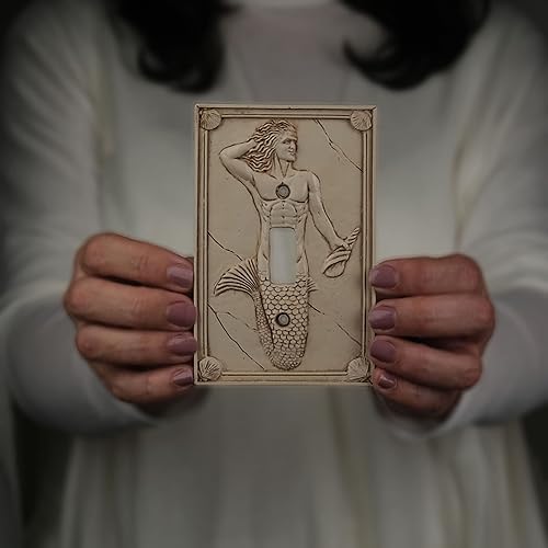 Miniatura 4 de Merman - Cubierta para interruptor de luz esculpida 3D, cubierta de placa de interruptor de pared de poliresina, decoración de pared Merman para el