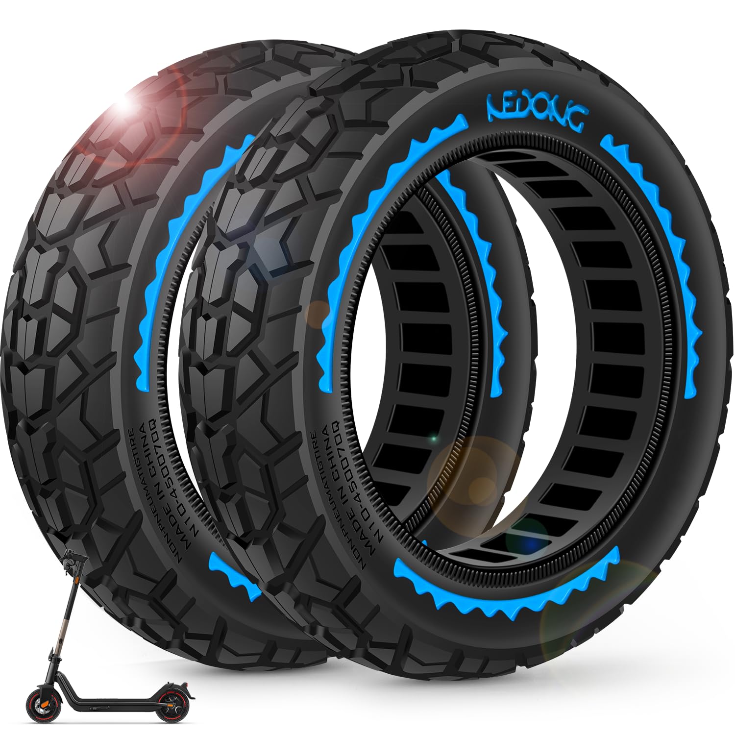 BANGTING 2PCS 8.5 inch Solid Tyres for Electric Scooter, 8 1/2 x2 Scooter Tyre, 50/75-6.1 Tires Compatible with Xiaomi Pro 2 / M365 / M365 Pro / 1S / 3/3 Lite (Blue, Off-Road (NO Tools))