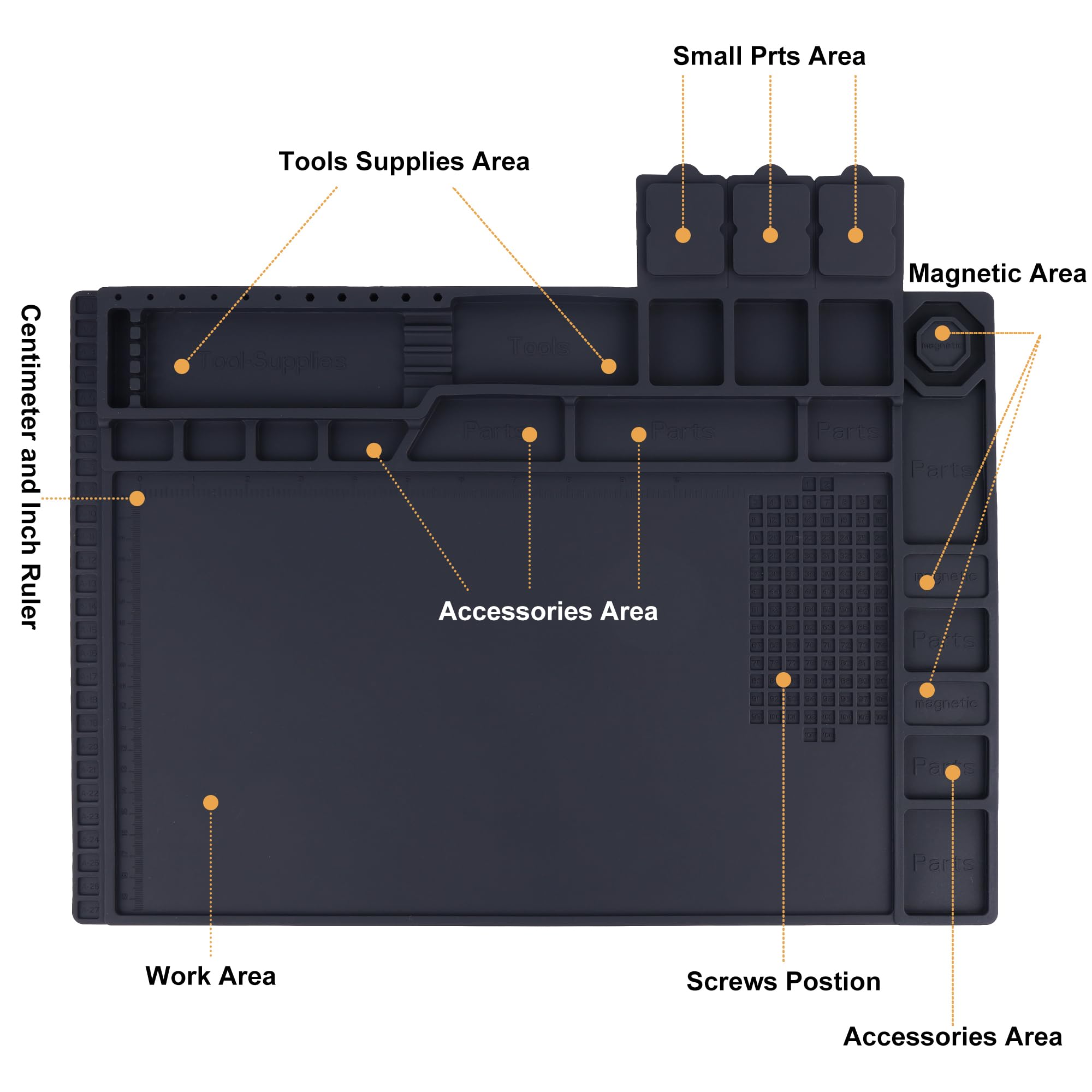 Tappetino In Silicone Per Saldatura E Riparazione Di Smartphone, Computer E Schede Madri, Con Vassoio E Scanalature Per Piccole Parti, Anticalore,  Blu