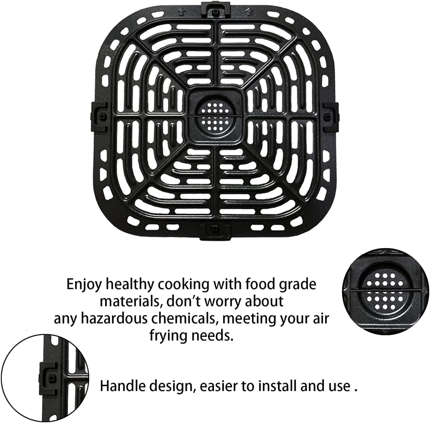 Air Fryer Grill Plate for Instants Vortex Plus 6QT Gourmia GAF680/GAF685 6QT Air Fryers, Upgraded Replacement Grill Pan Tray with Rubber Bumpers for Instants 5.7QT, Dishwasher Safe, Nonstick