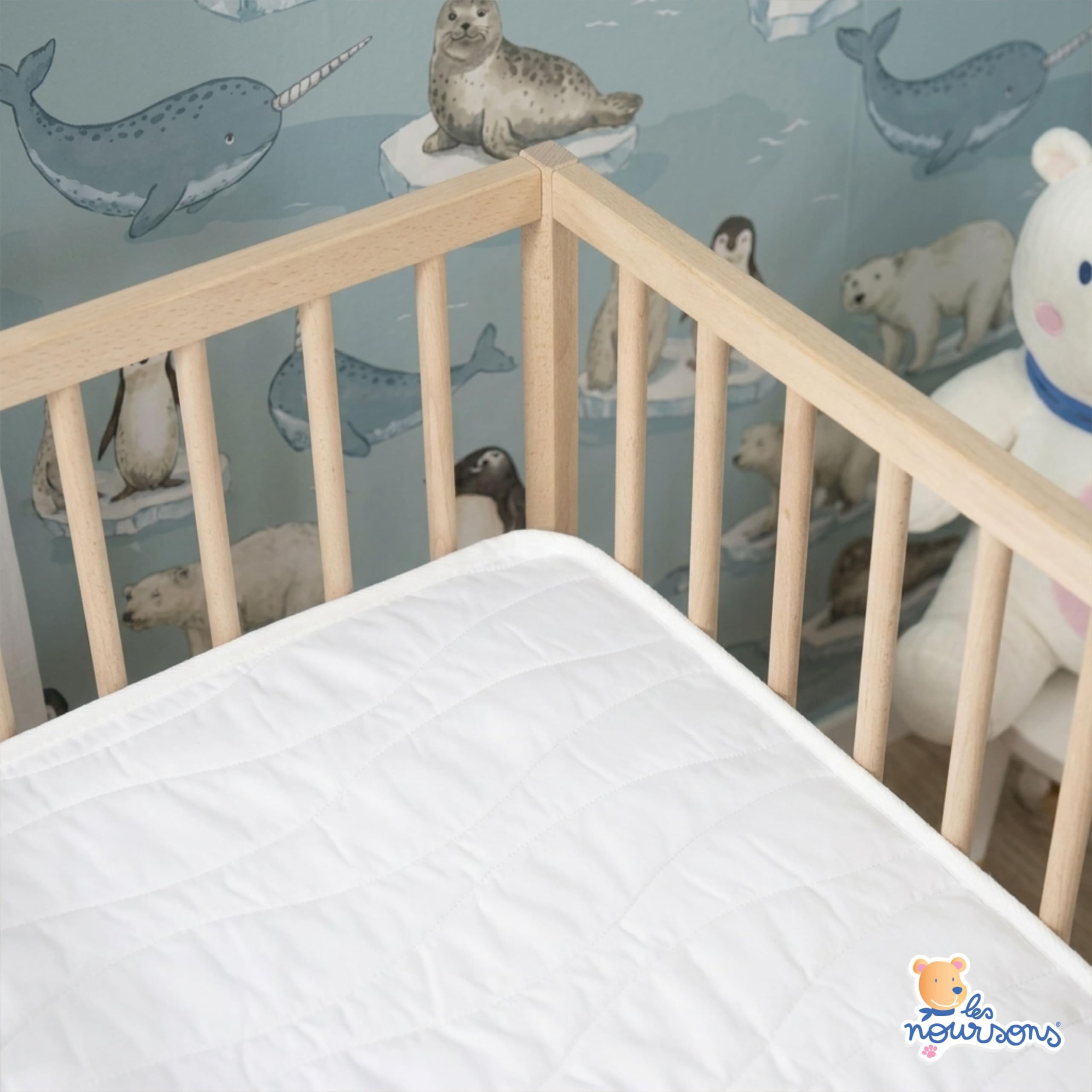 Matelas Bébé Climatisé 60x120 cm- Réversible - 1 Face Été fraîche / 1 Face Hiver ouatinée - OekoTex® - Fabrication Française