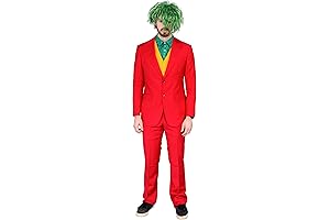 Chilling Red Joker Clown Costume for Eerie Halloween Encounters
