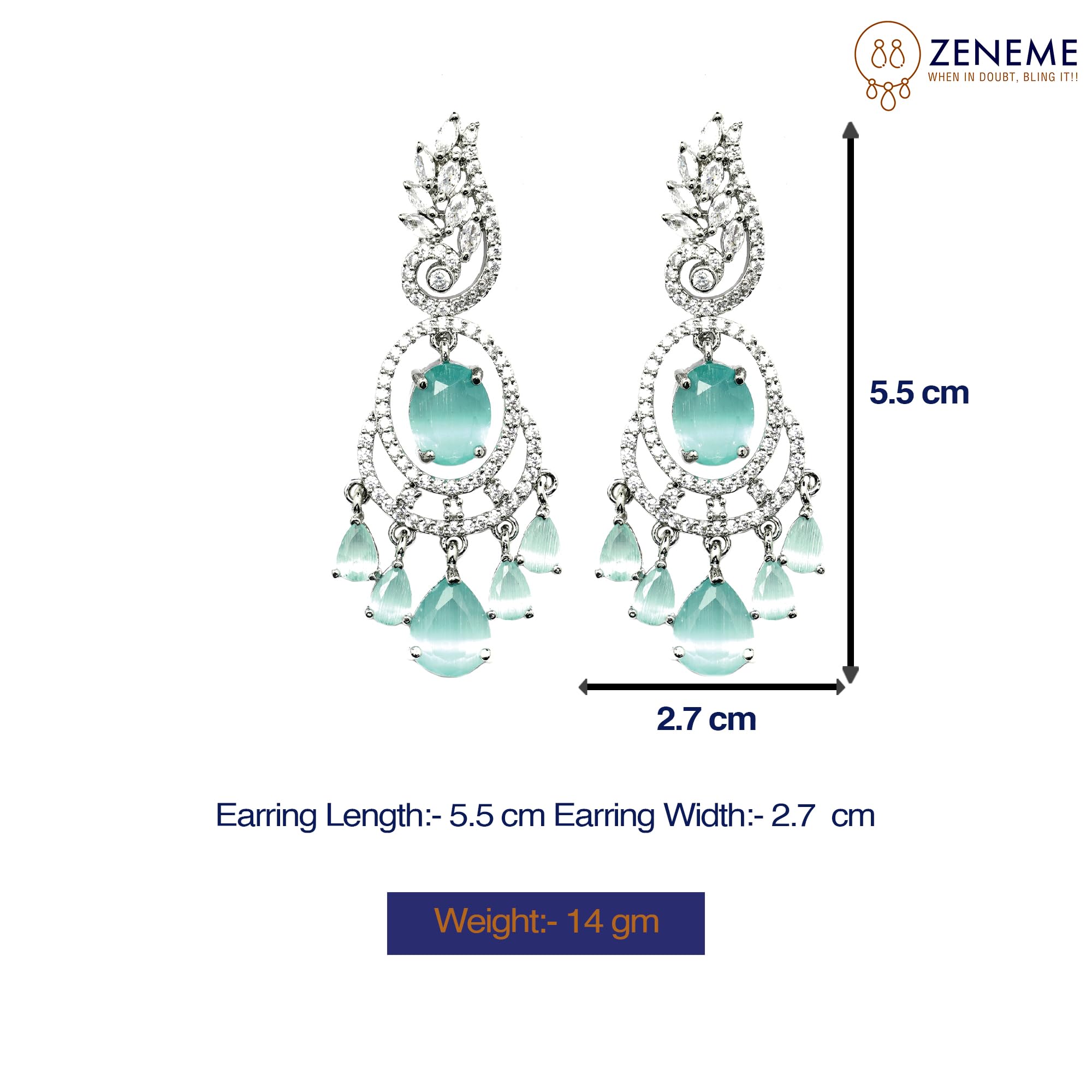 Rhodium-Plated Oval & Leaf Drop Earrings
