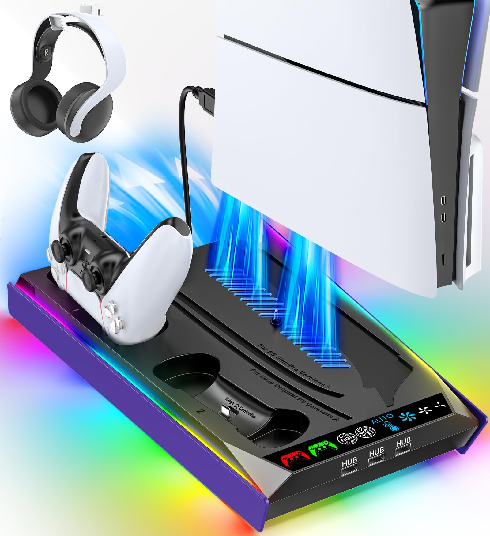 Rysker P-5 Slim Pro Stand and Cooling Station with LED Controller Charging Station P-5 Controller Charger P-5 Slim