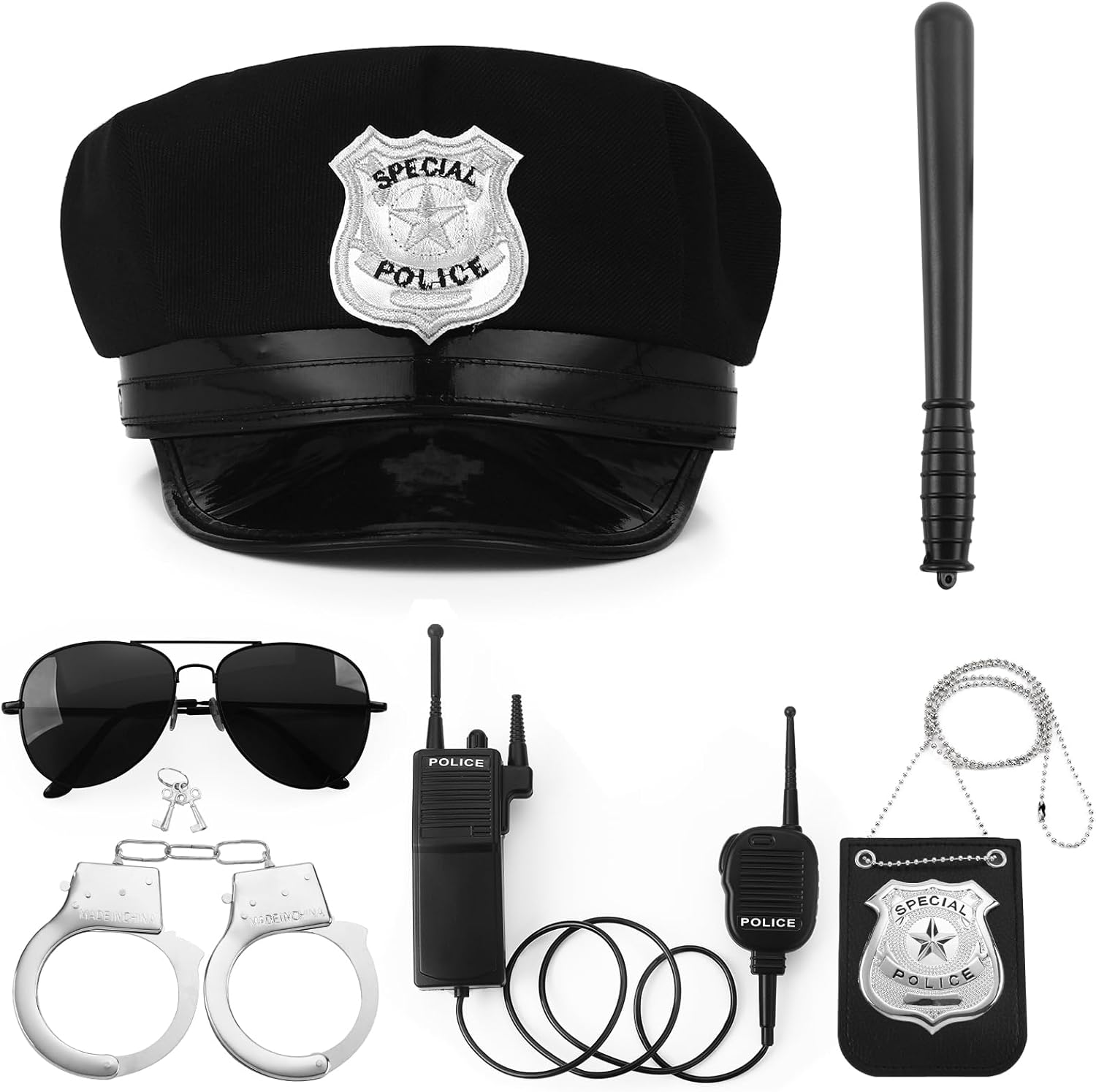 Fleursun Police Costume Accessories Adjustable Cop Hat for