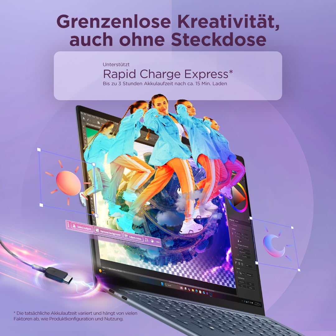 Lenovo Yoga Slim 7X Laptop | 14" WUXGA OLED Display | Snapdragon X2 Plus X2P-42-100 | 16GB RAM | 1TB SSD | Qualcomm Adreno Grafik | Windows 11 | QWERTZ | Cosmic Blau | 3 Monate Premium Care