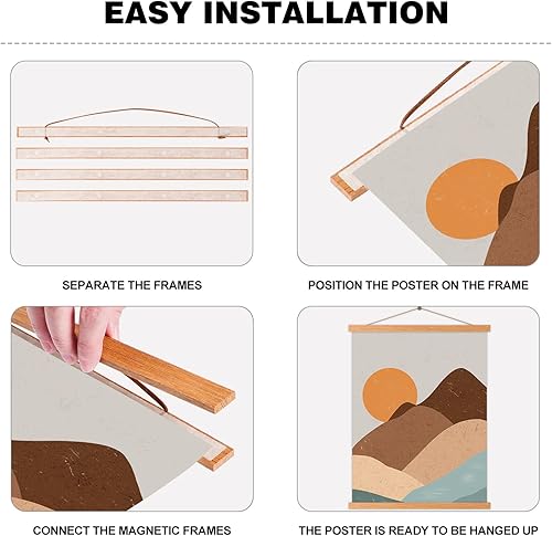 Miniatura 5 de Benjia - Marco magnético para póster de 12 x 16, 12 x 18, 12 x 24 pulgadas, marco de madera para colgar fotos, imágenes, lienzos, ilustraciones o