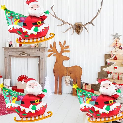 Miniatura 3 de Juego de globos de aluminio de Papá Noel para decoración de fiestas de cumpleaños y temática de Navidad, 3 piezas