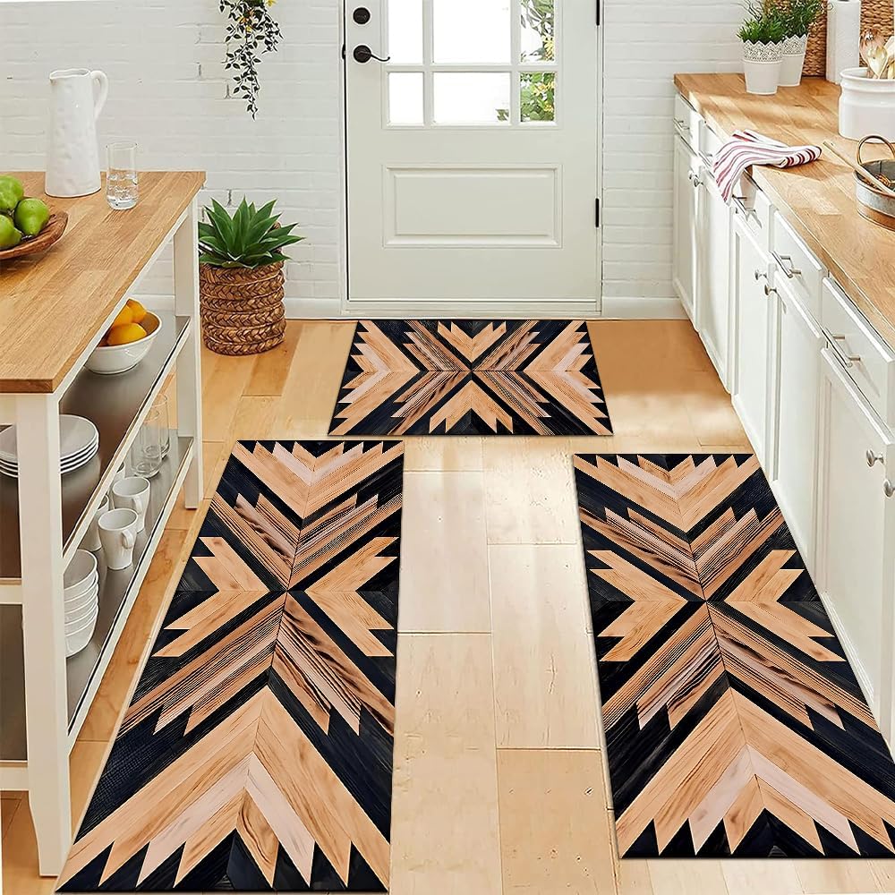 JUST BREATHE 3Piece Kitchen Rug Set Modern Absorbent Kitchen Floor Mats Carpet
