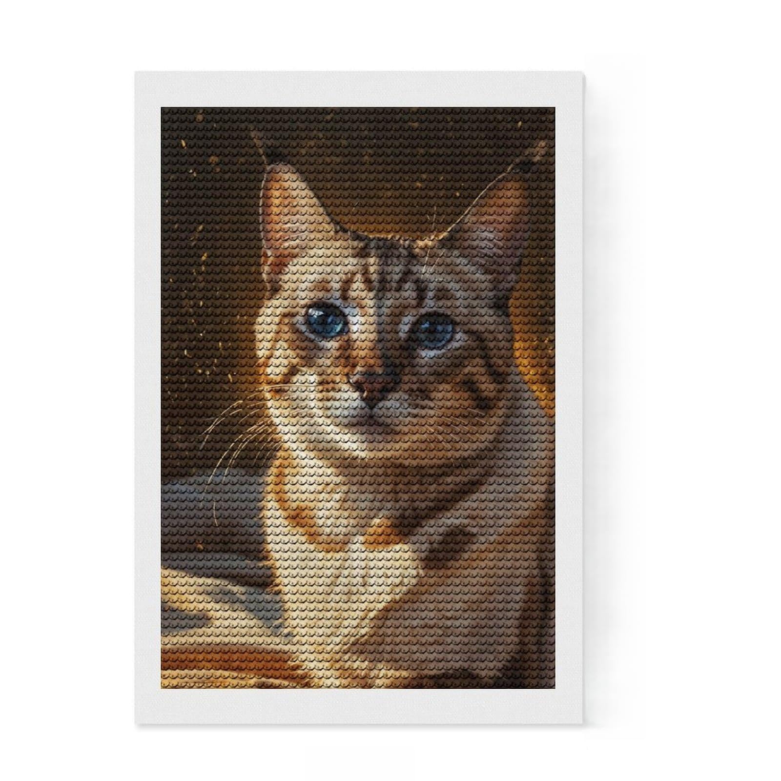 Junmoney Bengal Cat Portrait Round Drill Diamond Painting 8"x12", for Women, Farmhouse Decor, Good for Quiet Evenings, Birthday Gift