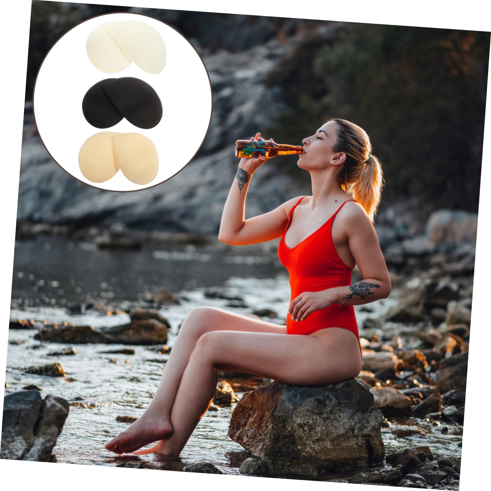 24pares Almohadillas De Esponja Para Sujetadores De Inserciones Invisibles Para Bikini y Ropa Deportiva Reutilizables y Cómodas y Negro