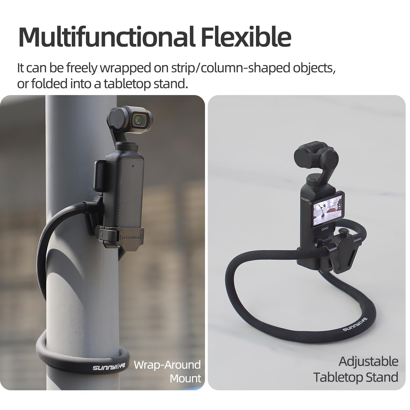 Support de Cou Réglable pour DJI Osmo Pocket 4/3 - Harnais de Poitrine POV Flexible avec Adaptateur à dégagement Rapide (Noir)