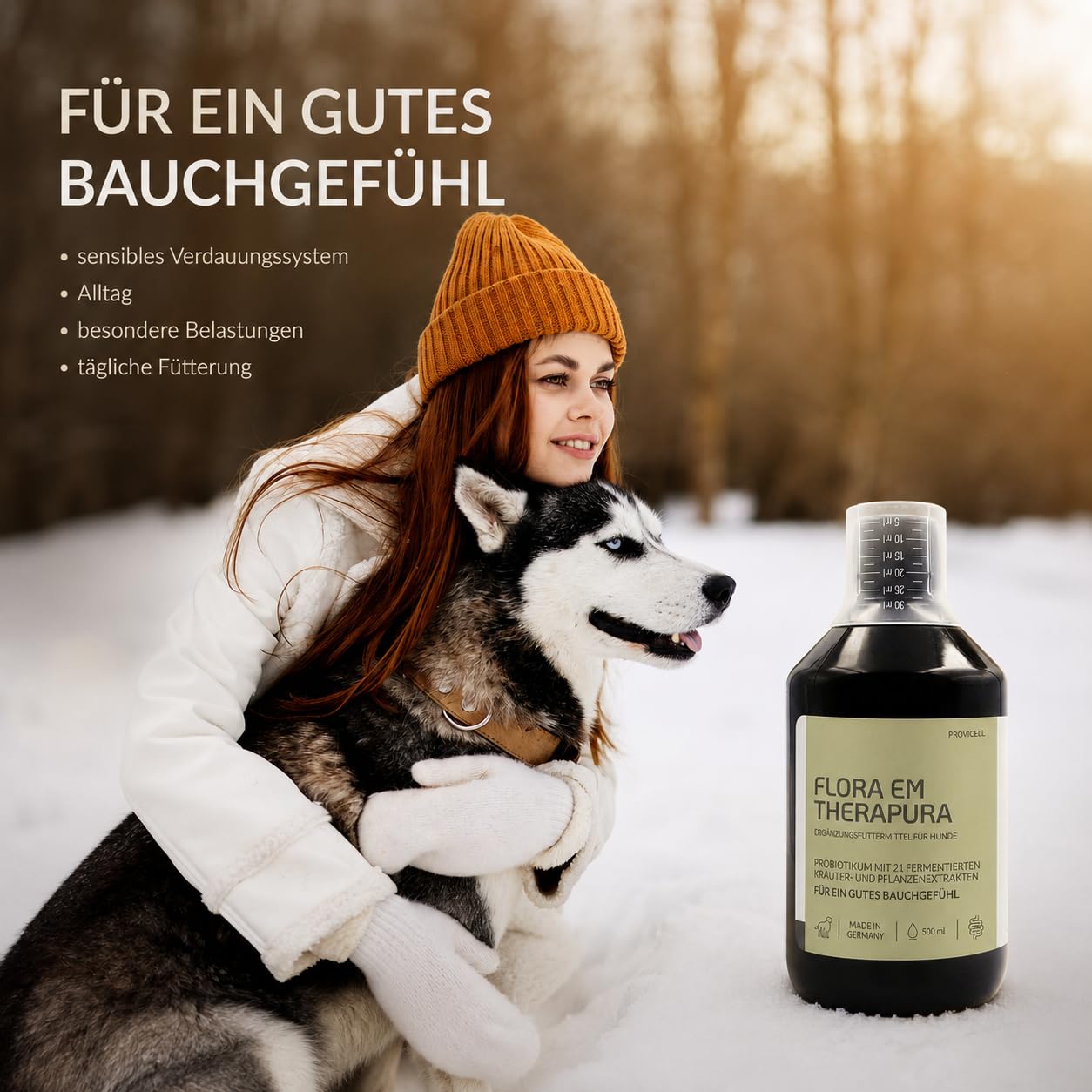 Flora EM Therapura Probiotique pour chien 500 ml liquide – Structure de la flore intestinale avec 21 herbes fermentées, micro-organismes et extraits de plantes – Digestion naturelle du chien