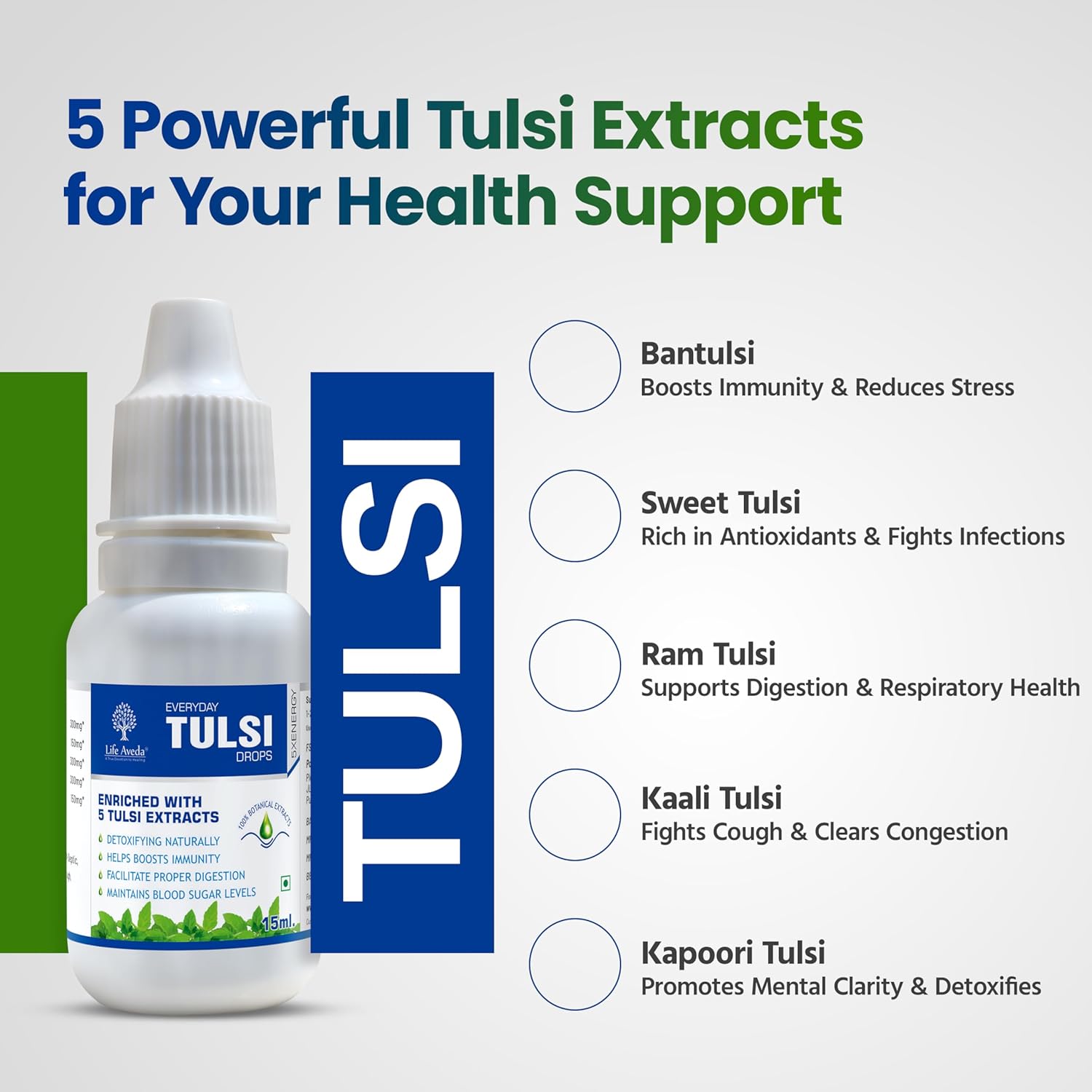 Life Aveda Everyday Tulsi Drops With 5 Types of Rare Tulsi Extracts| Natural Detoxifier, Immunity Booster, Helps in Digestion, Maintains Blood Sugar Level, Provides Relief from Cough & Cold Life Aveda Everyday Tulsi Drops With 5 Types of Rare Tulsi Extracts| Natural Detoxifier, Immunity Booster, Helps in Digestion, Maintains Blood Sugar Level, Provides Relief from Cough & Cold