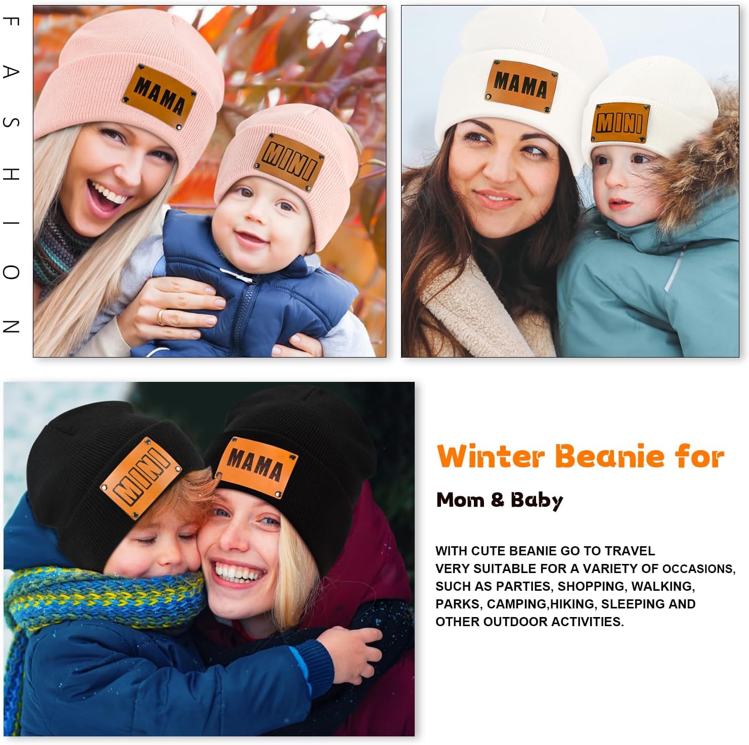 Parent-Child Beanie Hat,Mother & Baby Daughter/Son Winter Warm Knit Hat,Kids Soft Beanie Cap - Image 6