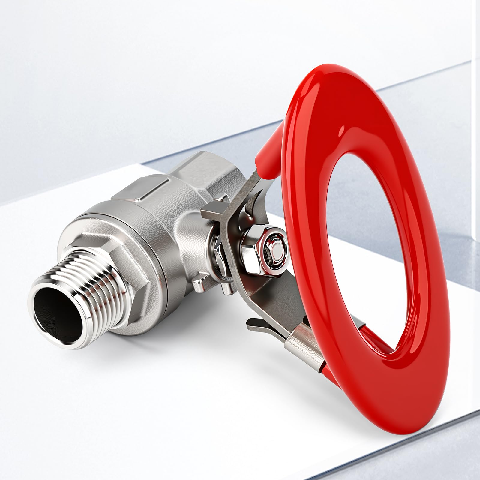 Vanne à bille 1/2" BSP femelle x 1/2" BSP mâle, vanne à bille à passage intégral en acier inoxydable 304 avec poignée ronde et interrupteur d'arrêt, 1000 WOG pour l'eau, l'huile et le gaz