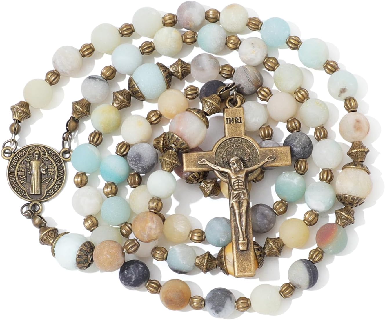 KOMI Catholic Rosary Beads for Women - Holy Prayer Necklace With Crucifix Cross - Communion Rosary Catholic Gifts