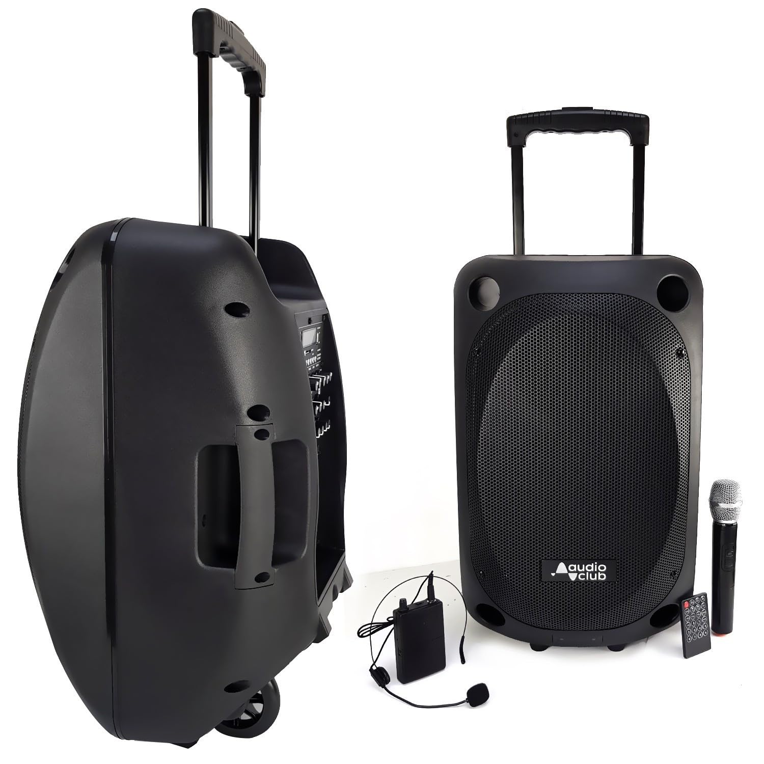 Audio club Enceinte Professionnel Portative 12" 350/700W - MOOV12 - USB Bluetooth Line Radio FM - Batterie - 2 Micros UHF