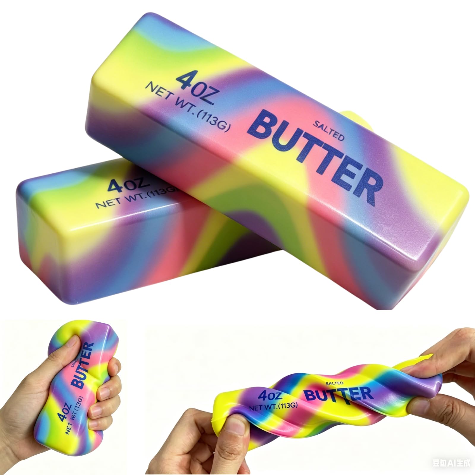 23CM Giant Butter Squishy, Jumbo Big Butter Stress Ball, Cute Sensory Fidget Stress Balls for Adults Stress & Anxiety Relief, Ideal for ADHD, Autism, Office Desk, Classroom & Party Favors (2PC-13.5CM)