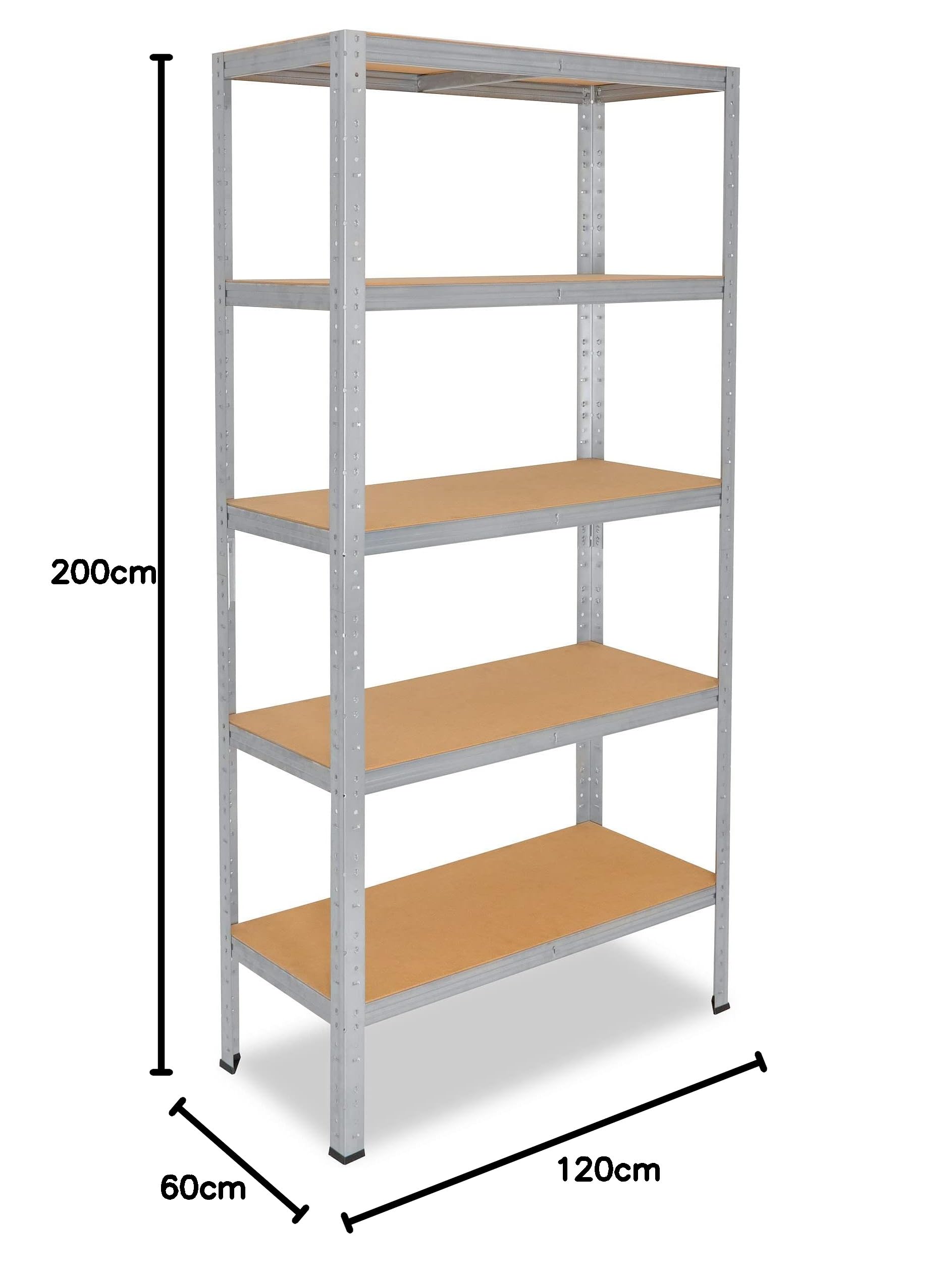 shelfplaza® 200x120x60cm Home Schwerlastregal verzinkt/Metallregal mit 5 Böden/Kellerregal Metall, Garagenregal, Werkstattregal oder Regal Lagerregal/Steckregal Metall mit 175kg Tragkraft
