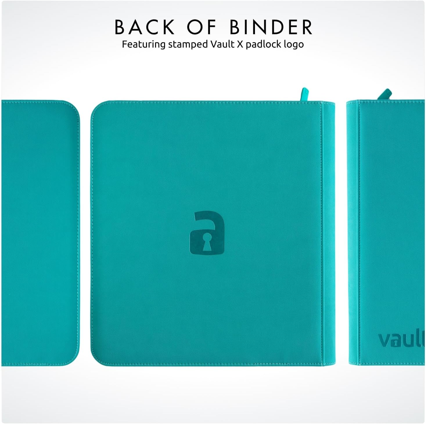 Vault X 12 XL Pocket Trading Card Zip Binder, 624 Cards, Premium Exo-Tec Album Material, 26 Side-Loading Pages, Folder, Sports, TCG (Teal)