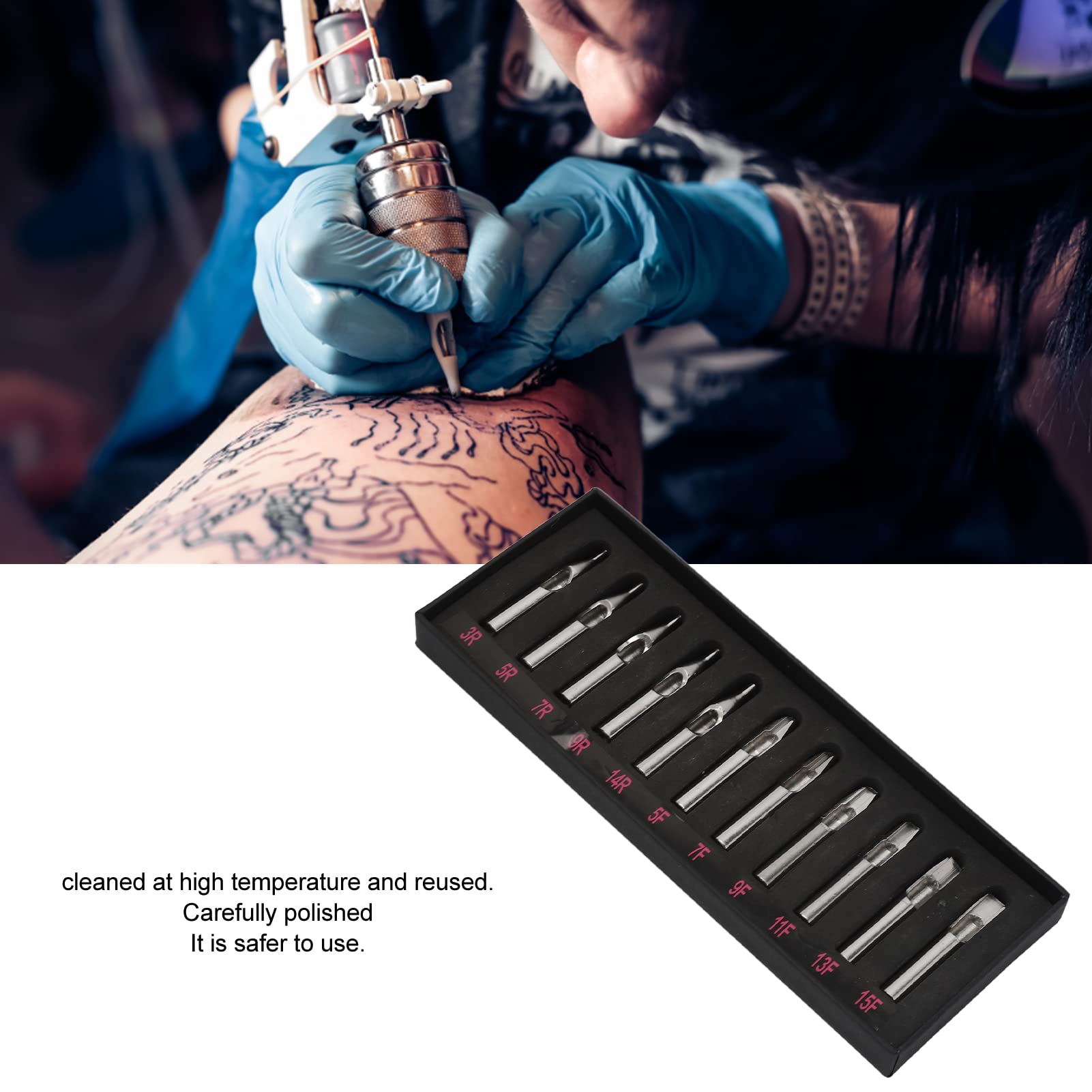 Amazon | 再利用可能なタトゥーチップセット、メタル11タイプタトゥー