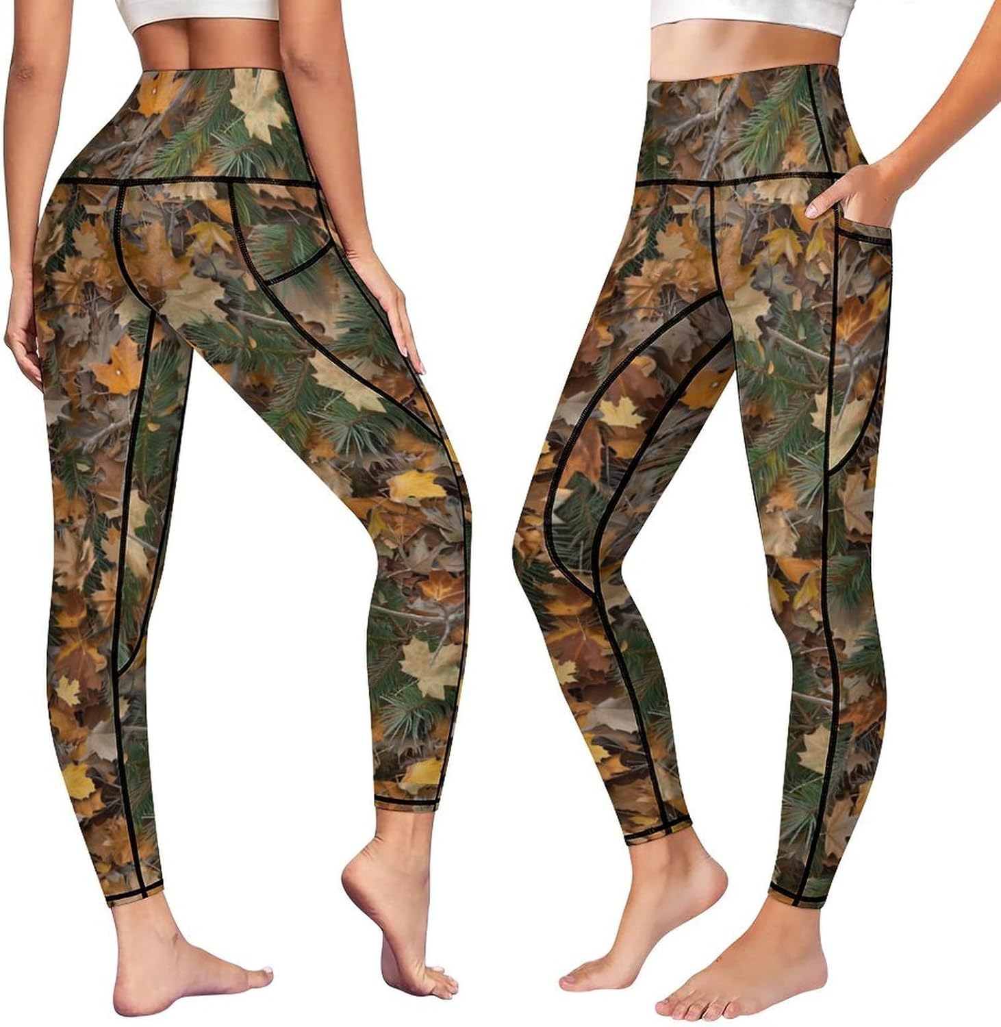 Leggings with 2 Pockets for Women High Waist Tummy Control Workout Running Yoga Pants