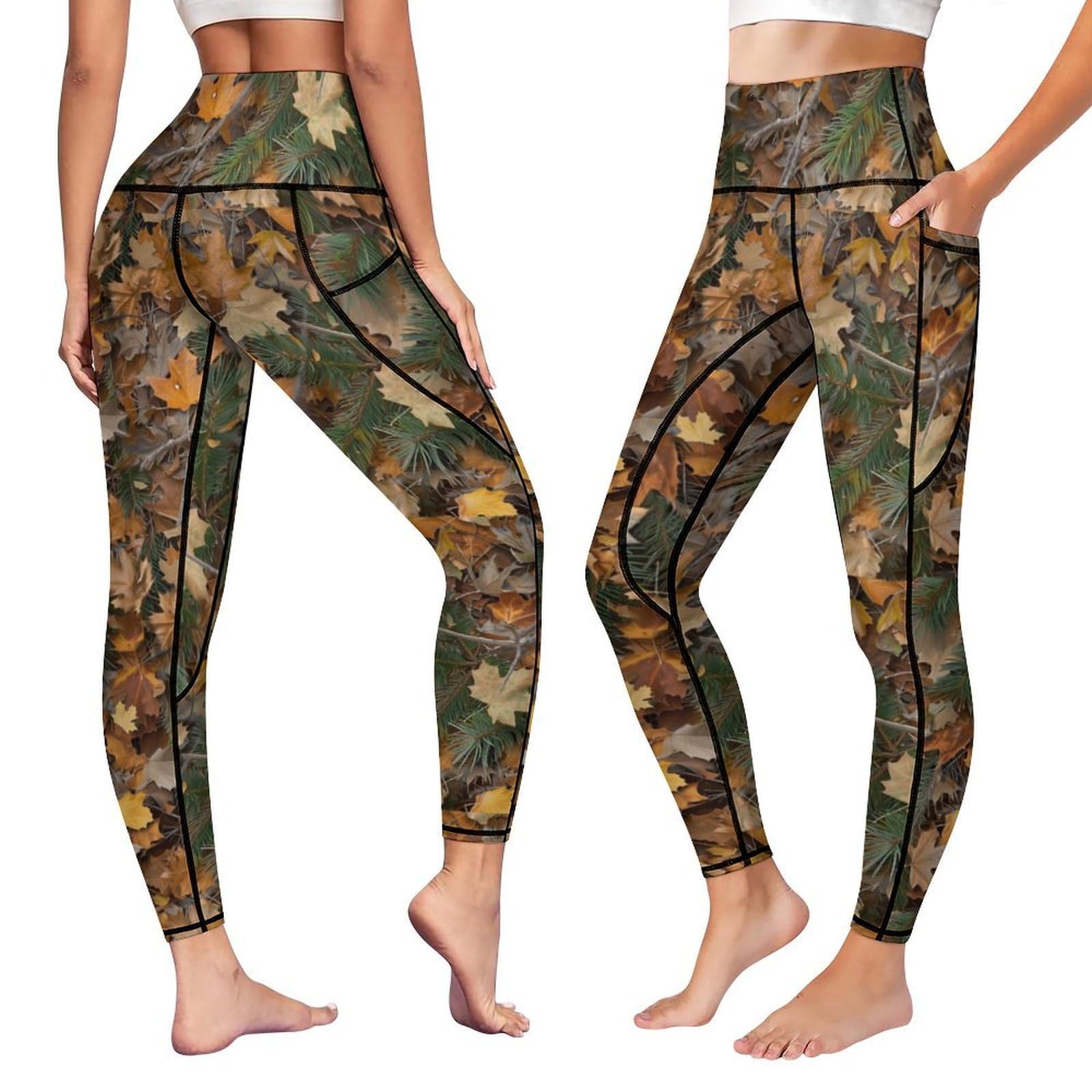 Leggings mit 2 Taschen für Damen, hohe Taille, Bauchkontrolle, Workout, Laufen, Yogahose für Mädchen