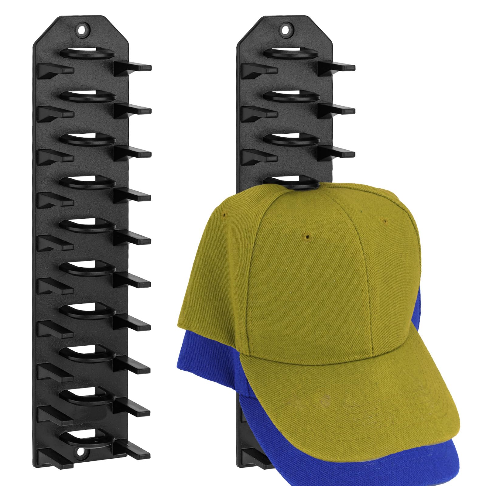 Porte-Chapeaux Mural Adhésif - Support Pour 10 Casquettes - Organisation Sans Percage