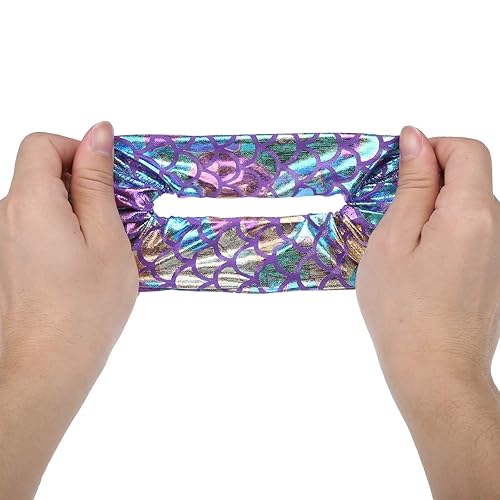 Miniatura 4 de 6 coleteros metálicos con holograma de sirena bronceadora para el cabello, bobbles elásticos de dos tonos, soportes para cola de caballo para el