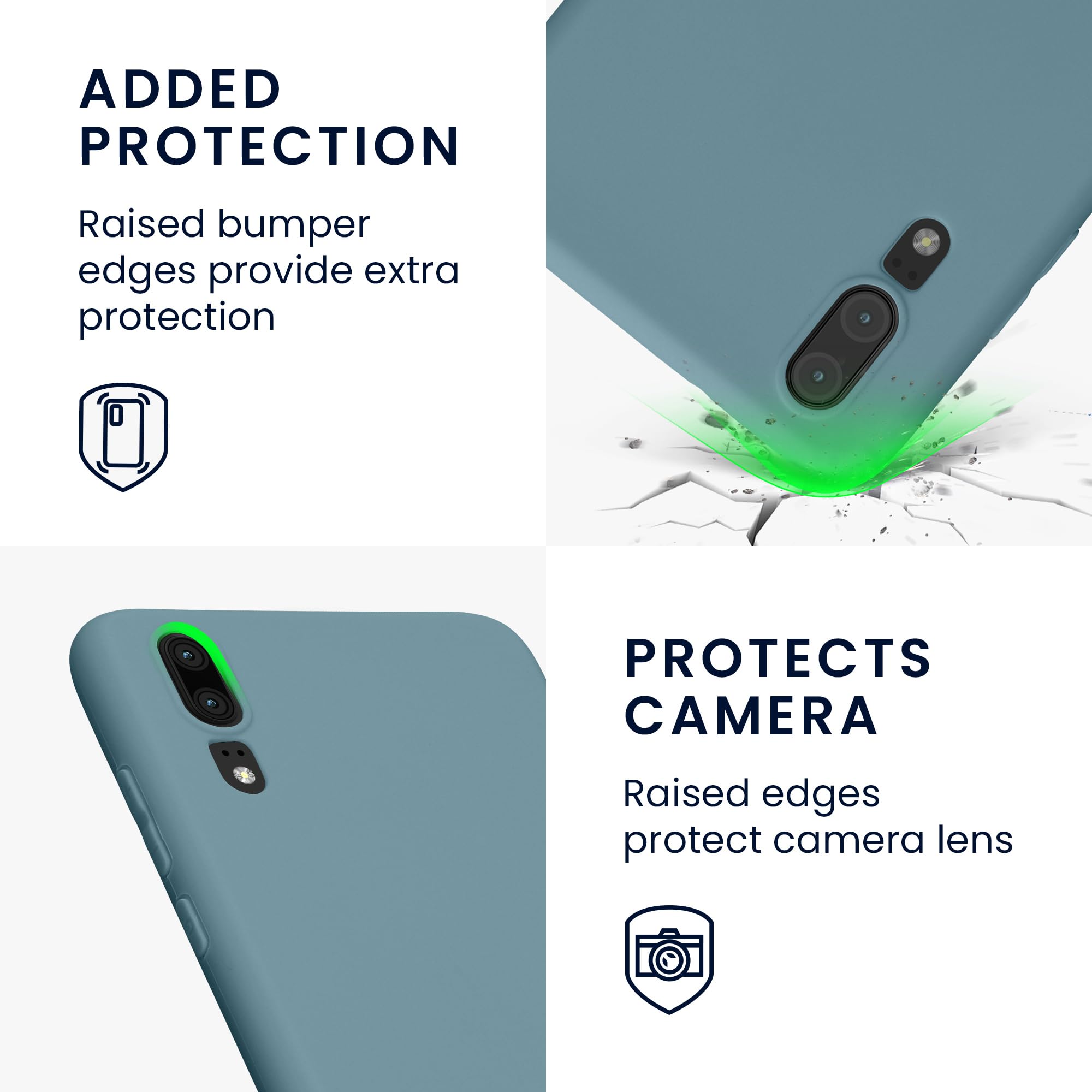 kwmobile Case for Huawei P20 Case - Soft Cover - Shockproof TPU Material - Wireless Charging - Antique Stone - Image 3