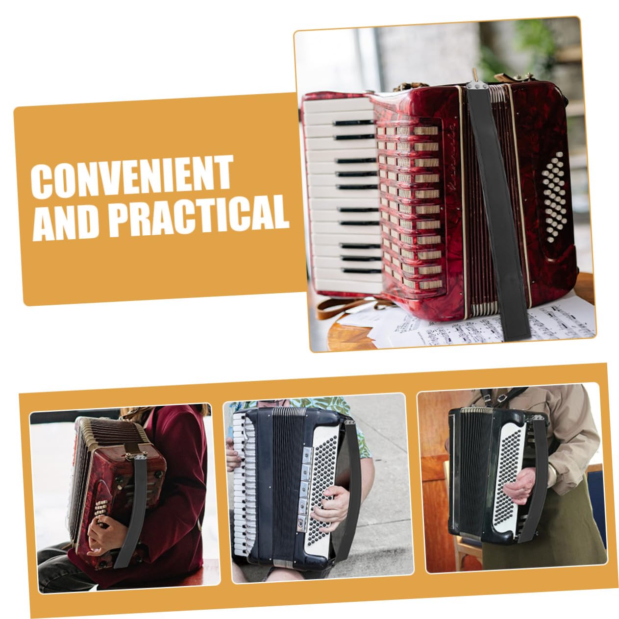 Sangle d'accordéon basse gauche en cuir résistant pour accordéons de basse Accessoire de rechange confortable et durable pour musiciens débutants et professionnels