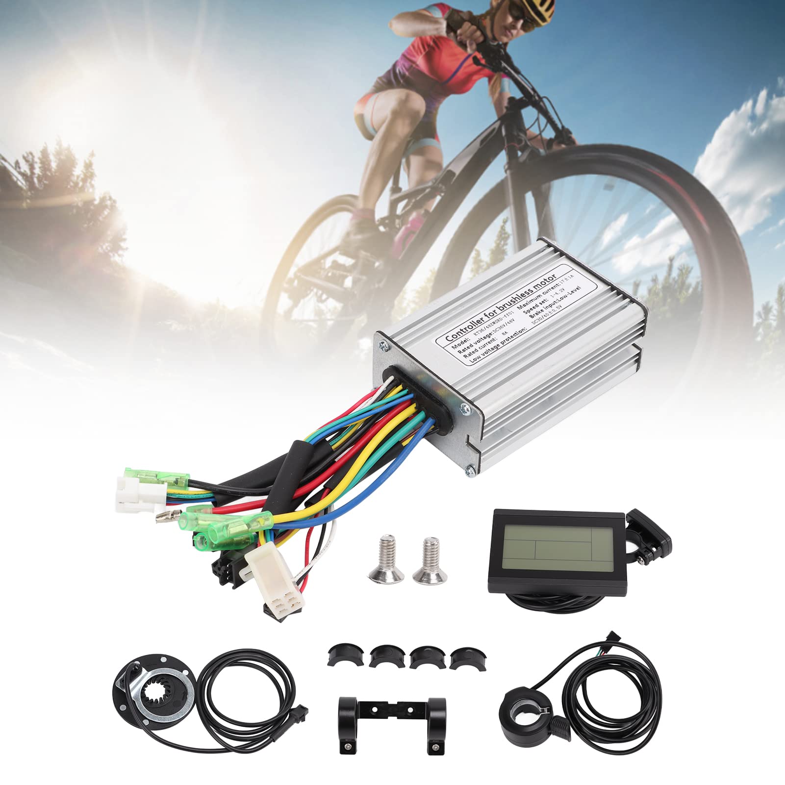 Tbest Kit de Contrôleur KT 36V 48V 350W Panneau D'affichage LCD3 17A, stabilité et efficacité Faible Consommation, adapté aux Séries de Vélos électriques DIY, Comprenant 1 X Con