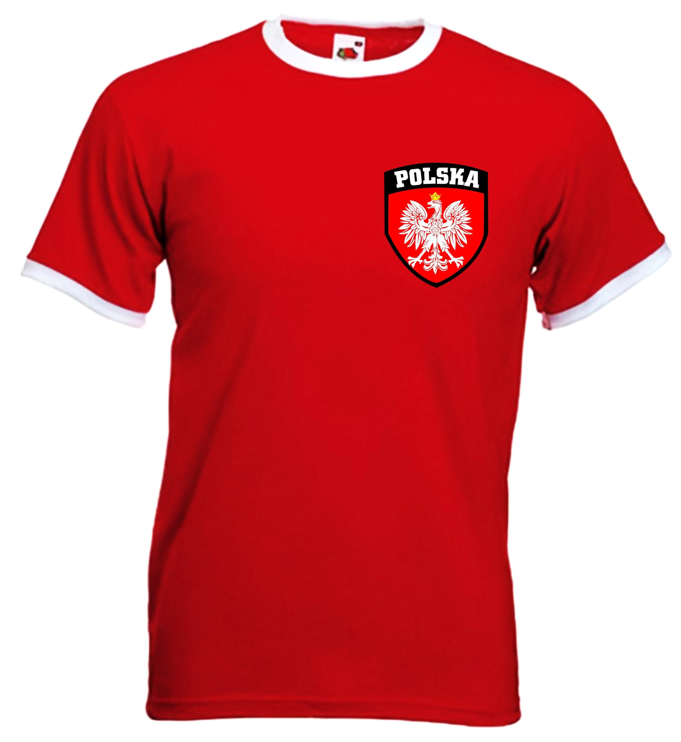 Poland Polska Polish Crest Football Soccer National Team T-Shirt Unisex Adult T (UK, Alpha, XXL, Regular, Regular, Red)