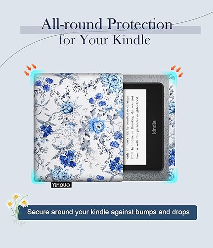 Miniatura 4 de TiMOVO Funda protectora para dispositivos de 7 pulgadas, para dispositivos de 6 a 7 pulgadas, diseño floral blanco y azul