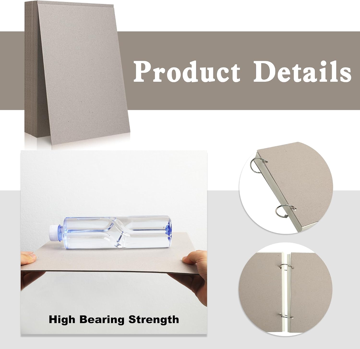 24 Pcs Book Board, 80PT 0.086" Thick Binders Board Chipboard Gray Heavy Duty Cardboard Sheets for Book Binding Cover, Picture Frame Backing, DIY Crafts (8.5×11 Inch)