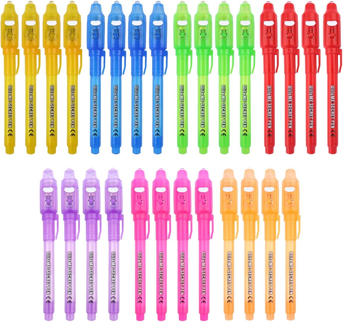 Invisible Ink Pen, 28pcs UV Spy Pens for Magic and Secret, Invisible Marker Writing with UV LED Light, Secret Messages for Birthday, Party, Activity & Festival, Gift for Kids & Children Games
