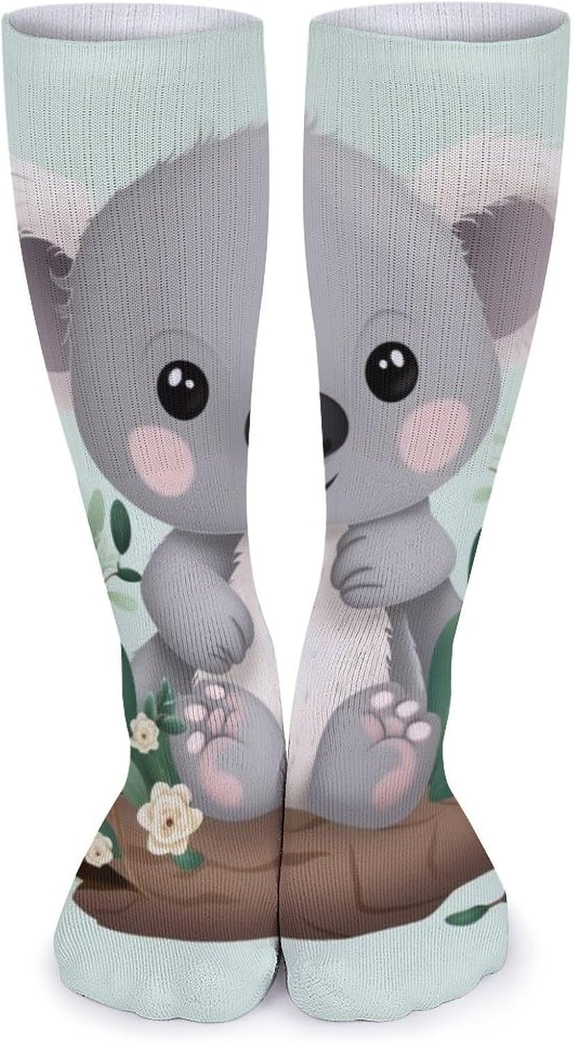 Breathable Crew Sock, Moisture Wicking, Athletic Calf Socks, Cozy | Koala Compression Socks for Women Men, Lightweight High Work Socks for Business, Casual