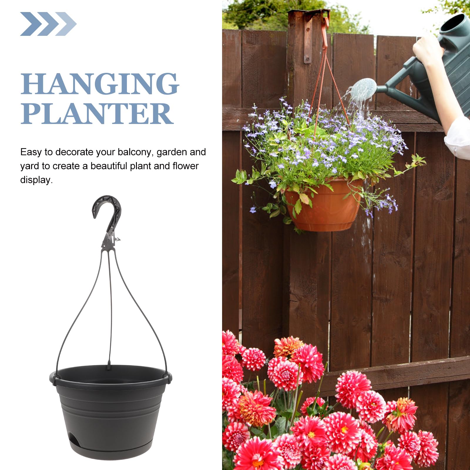 Cabilock 3 Stücke Blumenampel Pflanzampel Hängeampeln Hängender Blumentopf mit Haken Hängepflanztopf Pflanztopf Blumenkasten zum Aufhängen für Innen Außen Garten Balkon Terrasse