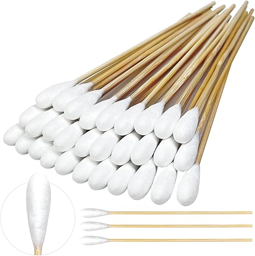 Hisopos para orejas de perro de 6 pulgadas, 100 hisopos grandes de algodón de bambú para dueños de mascotas, peluqueros y veterinarios, ideales para