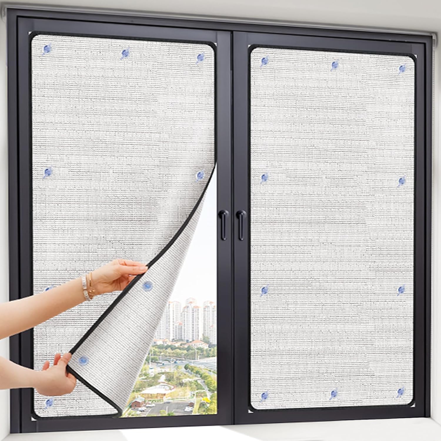 Privacy Window Film Heat Control Sun Blocking Reflective Window Tinting Film Cold Protection Thermal Insulation Shield Removable Reusable(Size:57''x71'')