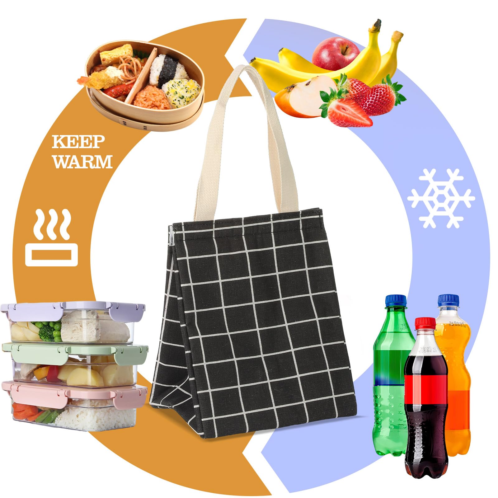 Berlune Isolierte Lunch-Tasche, 21,6 x 17,5 x 26,7 cm, wiederverwendbare Lunch-Tasche, tragbare Lunch-Tasche mit Aluminiumfolie, Thermo-Lunch-Kühler für Damen und Herren, Büro, Arbeit, Picknick, 10